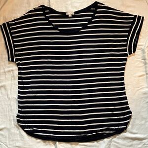GAP Women's Short Sleeve Top - Black and White Stripes